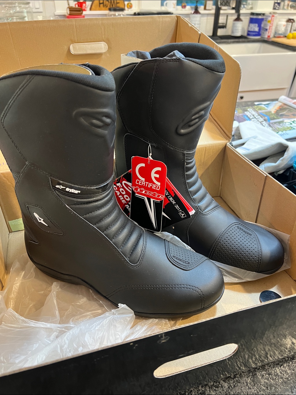Alpinestars Black Men’s Ce-Certified Motorcycle Touring Boots